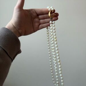 1940s clasp pearl gold necklace
